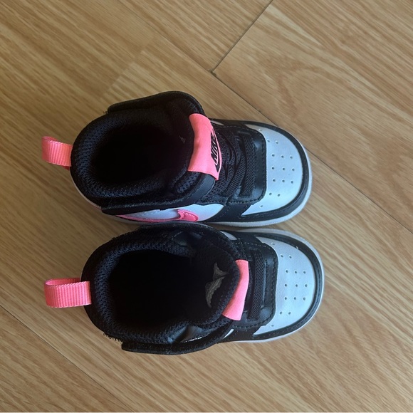 Nike Court Borough Mid 2 White Black Fierce Pink Sneakers Toddler 4C - Picture 3 of 7